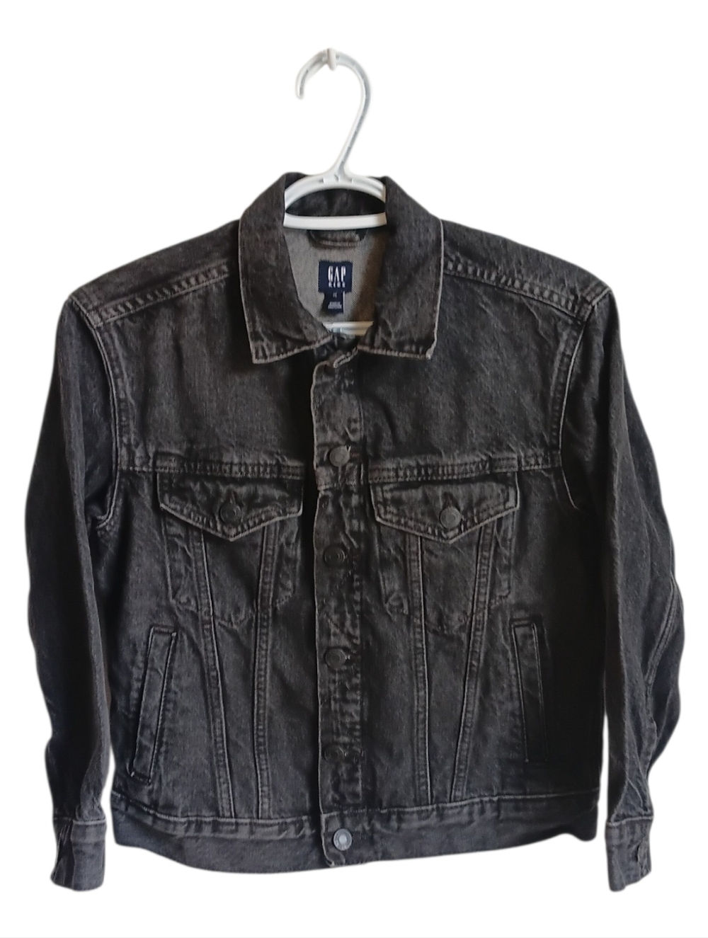GAP Kids  Washed Black Denim Jacket Medium Bikercoke